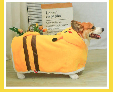 Halat de baie cu gluga pentru caini in doua culori