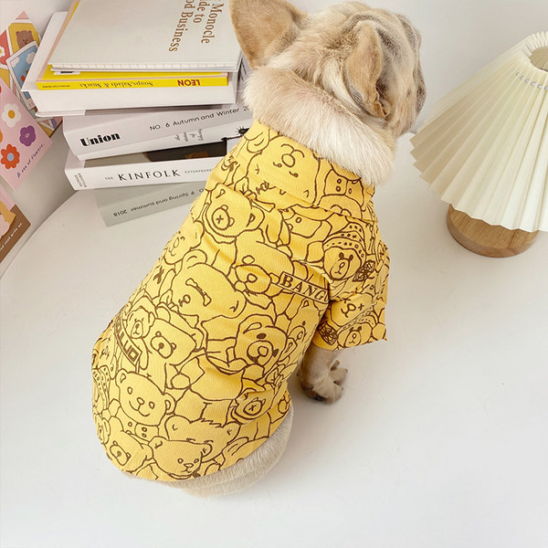 Cămașă pentru câini în albastru și galben