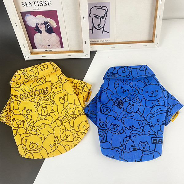 Cămașă pentru câini în albastru și galben