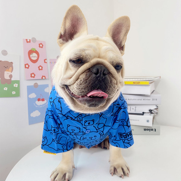 Cămașă pentru câini în albastru și galben