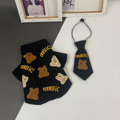 Bluză și cravată cu imprimeu color pentru câini