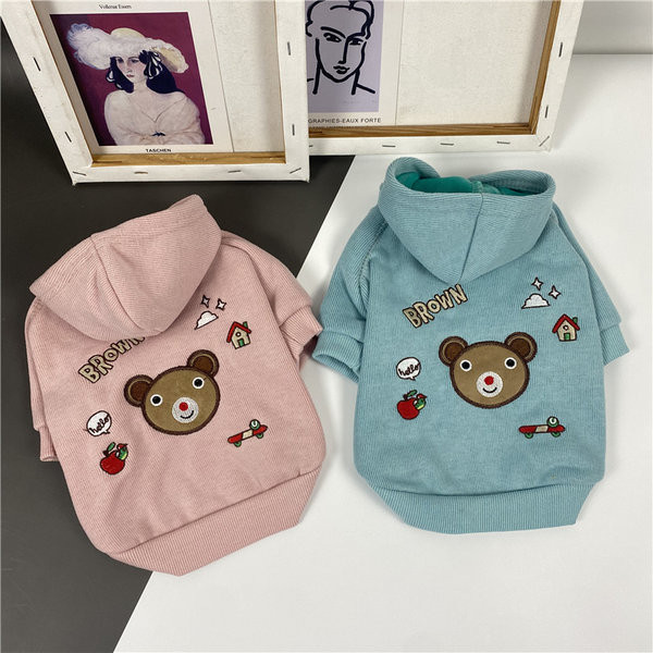 Bluza cu gluga si broderie pentru caini