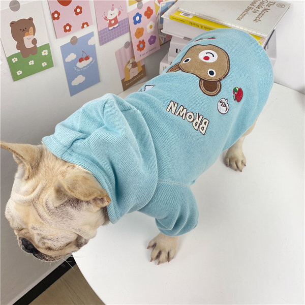 Bluza cu gluga si broderie pentru caini