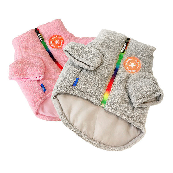 Geacă modernă în stil cățeluș cu fermoar și broderie