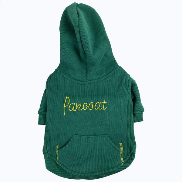 Haina moderna pentru caini cu broderie si gluga