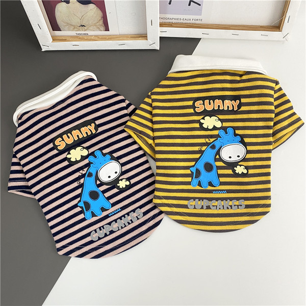 Ριγέ μπλούζα με απλικέ για σκύλους