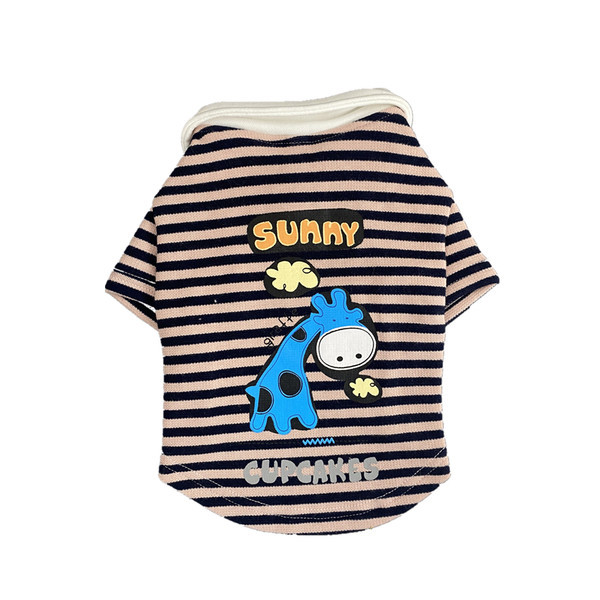 Ριγέ μπλούζα με απλικέ για σκύλους