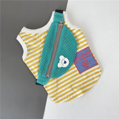 Vestă pentru câine în dungi cu geantă