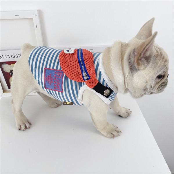 Vestă pentru câine în dungi cu geantă