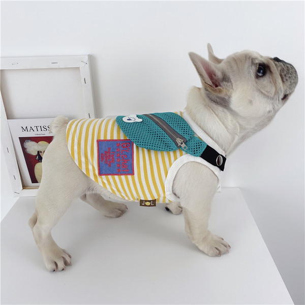 Vestă pentru câine în dungi cu geantă