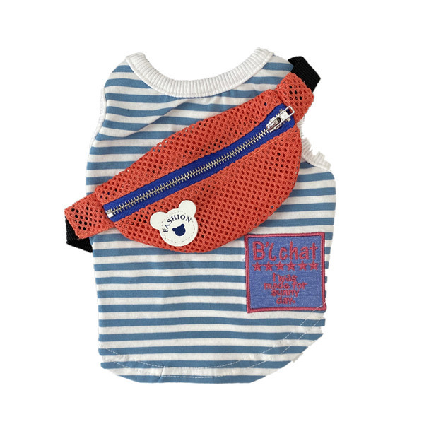 Vestă pentru câine în dungi cu geantă