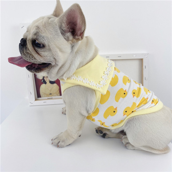 Kaelarihma ja värvilise aplikatsiooniga puuvillane pluus koertele