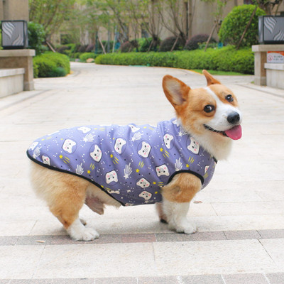 Värvilise trükiga ja sooja voodriga puuvillased riided koertele