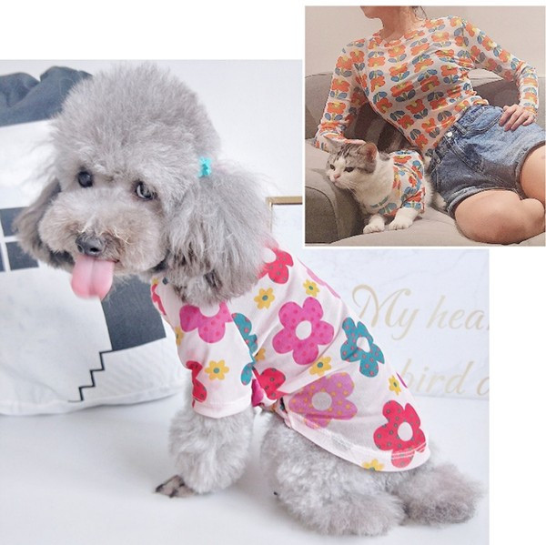 Lillemustriga puuvillane pluus koertele