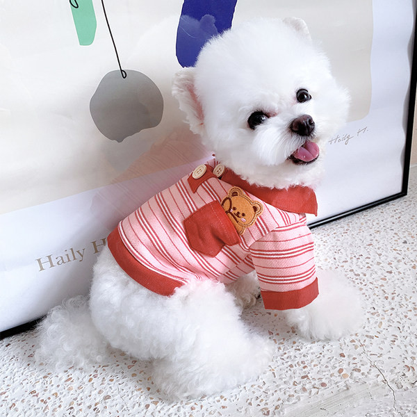 Triibuline taskuga T-särk koertele