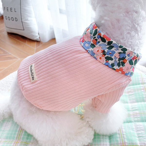 Bluza din bumbac pentru caini cu guler si nasturi