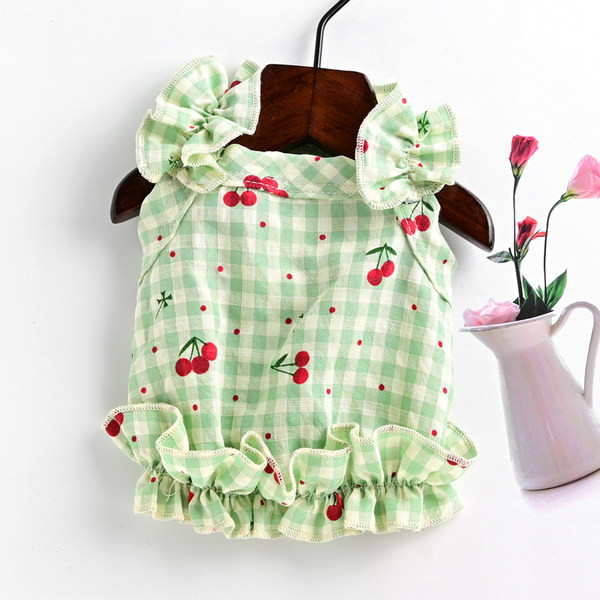 Tikandite ja lokkidega ruuduline kleit koertele