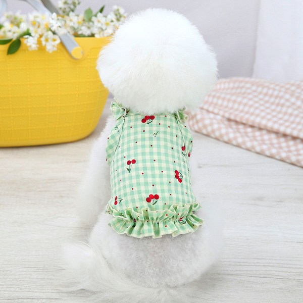 Tikandite ja lokkidega ruuduline kleit koertele