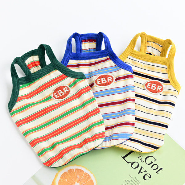 Kolmes värvitoonis triibuline koerte topp