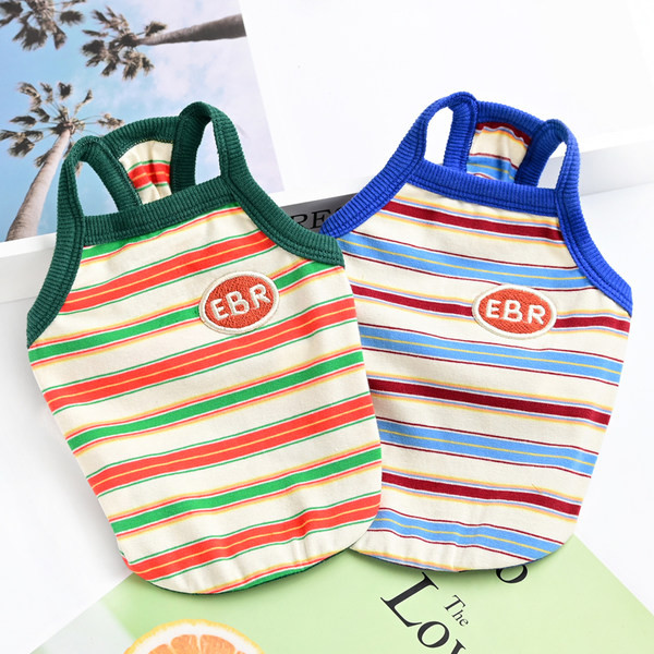 Kolmes värvitoonis triibuline koerte topp