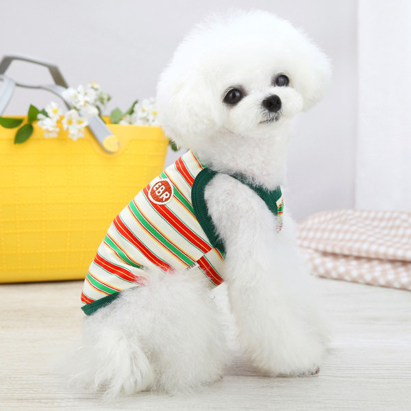 Kolmes värvitoonis triibuline koerte topp