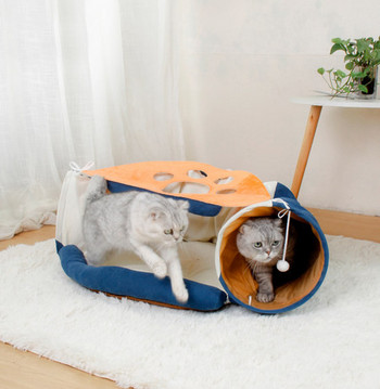 Котешки тунел с легло за котки