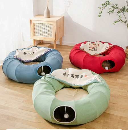 Katės apvali lova – kelių spalvų