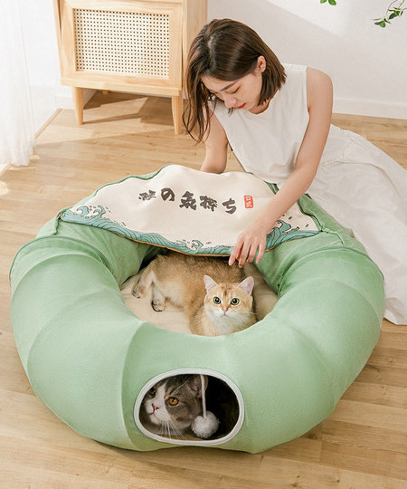 Katės apvali lova – kelių spalvų