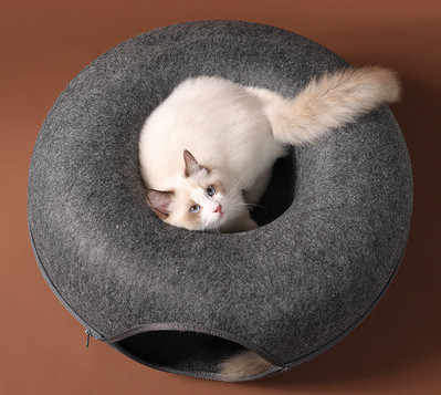 Round cat tunnel with zipper