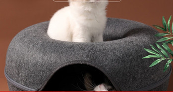 Котешки тунел от филц за спане и игра