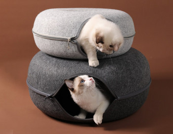 Тунел за котки в сив цвят 