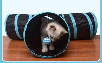 Котешки текстилен тунел за игра