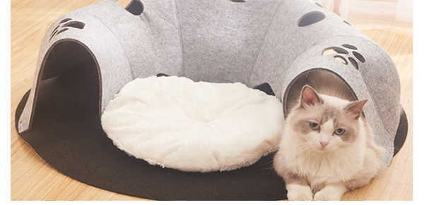 Tunel și pat pentru pisici - 2 în 1