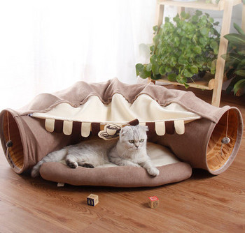 Σήραγγα για γάτες με κρεβάτι σε διαφορετικά μοντέλα
