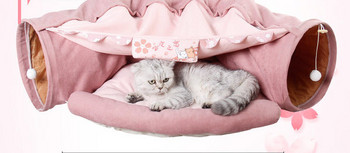 Υφαντική σήραγγα για γάτες με ένα μέρος για ύπνο