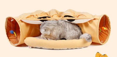 Υφαντική σήραγγα για γάτες με ένα μέρος για ύπνο