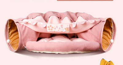 Υφαντική σήραγγα για γάτες με ένα μέρος για ύπνο