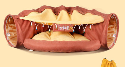 Υφαντική σήραγγα για γάτες με ένα μέρος για ύπνο