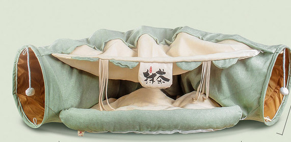 Υφαντική σήραγγα για γάτες με ένα μέρος για ύπνο