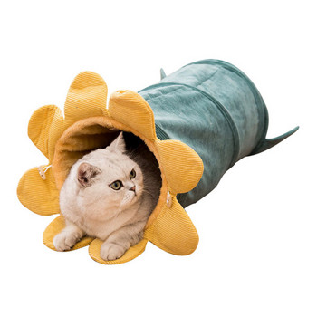 Βελούδινο  τούνελ για γάτες με τρισδιάστατο στοιχείο