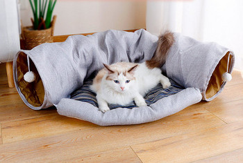 Κρεβάτι και τούνελ για γάτες - 2 σε 1