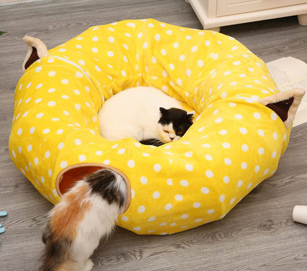 Joacă tunel cu perna pentru pisici