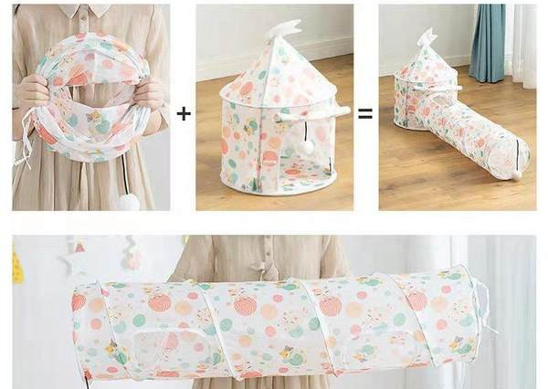 Tunel textil pentru pisica de joc - diferite modele si culori