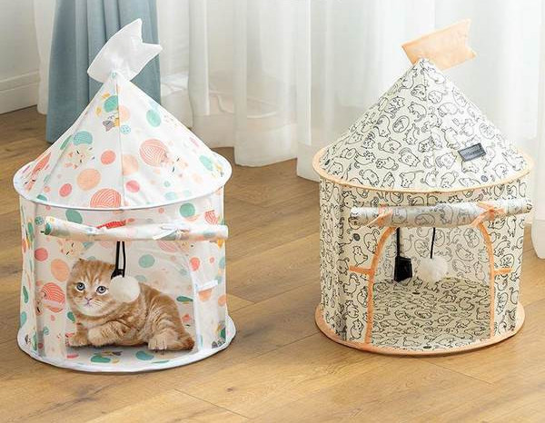 Tunel textil pentru pisica de joc - diferite modele si culori