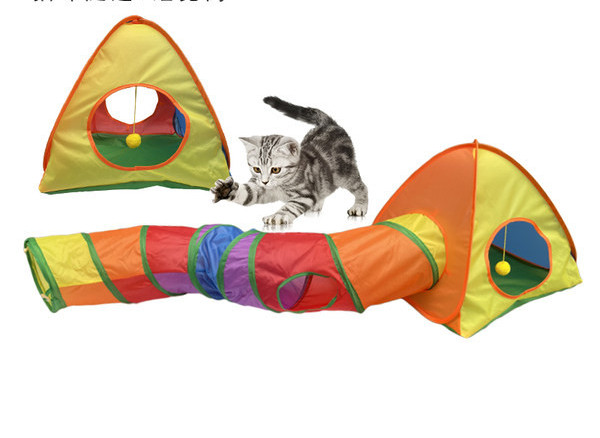 Tunel colorat pentru pisici - mai multe modele