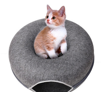 Round tunnel for cats with zipper