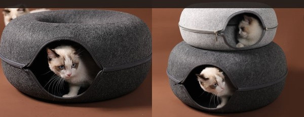 Tunel pentru pisici cu fermoar