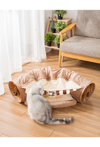 Котешка къща с тунел и играчка