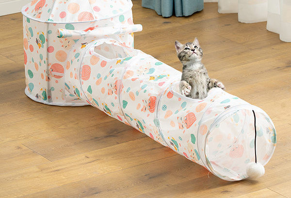 Σήραγγα σπιτιών γάτας σε τρία μοντέλα