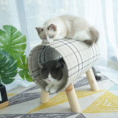 Καρό τούνελ γάτας για παιχνίδι με ξύλινα πόδια